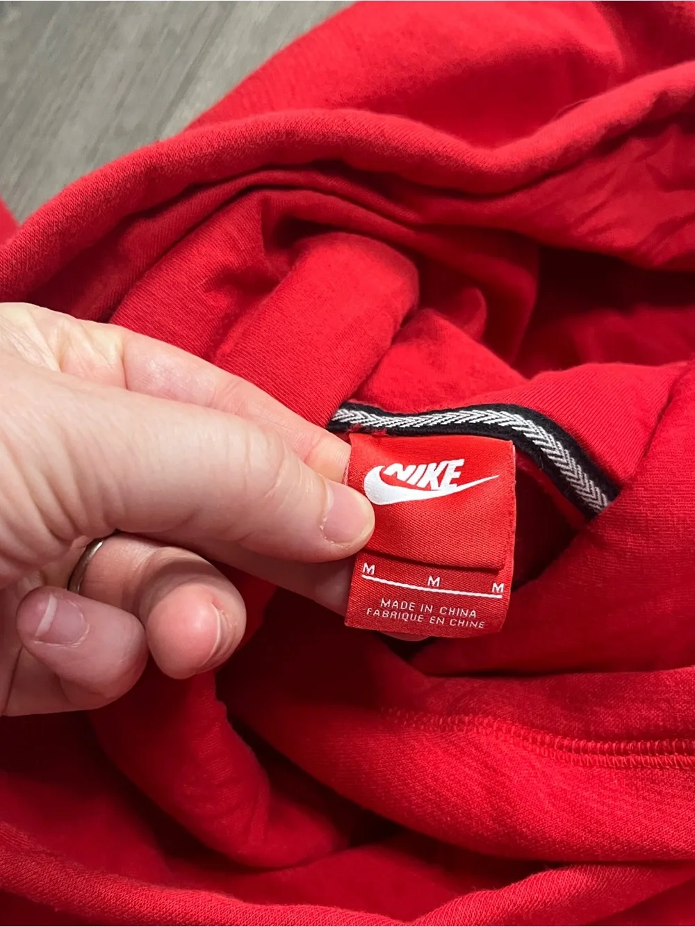 Nike Kids Red Hoodie Spellout White Swoosh Deep Hood Size Medium